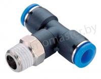 Фитинг T-образный цанговый 8мм - наружная резьба R1/4, CDC Pneumatics