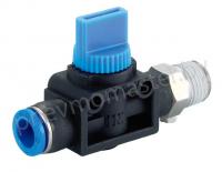 Клапан ручной цанговый 8мм - наружная резьба G1/8, CDC Pneumatics