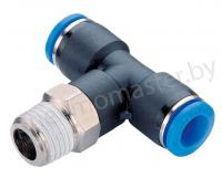 Фитинг T-образный цанговый 10мм - наружная резьба R1/2, CDC Pneumatics
