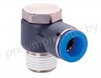 Фитинг Г-образный цанговый поворотный 4мм - наружная резьба R1/4, CDC Pneumatics