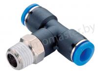 Фитинг T-образный цанговый 6мм - наружная резьба R1/4, CDC Pneumatics