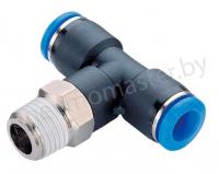 Фитинг T-образный цанговый 6мм - наружная резьба R1/8, CDC Pneumatics