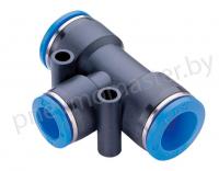 Фитинг T-образный цанговый пластиковый 4мм х 6мм х 4мм, CDC Pneumatics