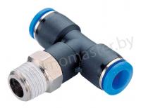 Фитинг T-образный цанговый 4мм - наружная резьба R1/4, CDC Pneumatics
