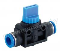 Клапан ручной цанговый пластиковый 10мм, CDC Pneumatics