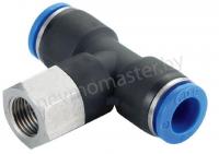 Фитинг T-образный цанговый 10мм - внутренняя резьба G1/4, CDC Pneumatics