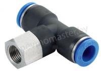 Фитинг T-образный цанговый 10мм - внутренняя резьба G1/8, CDC Pneumatics