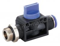 Клапан ручной наружная резьба G3/8 - цанга под трубку 6мм, CDC Pneumatics