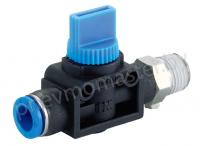 Клапан ручной цанговый 10мм - наружная резьба G3/8, CDC Pneumatics